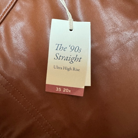 Abercrombie Vegan Leather 90s Straight Pant in Brown size 35/20R Ultra high rise - Picture 4 of 4